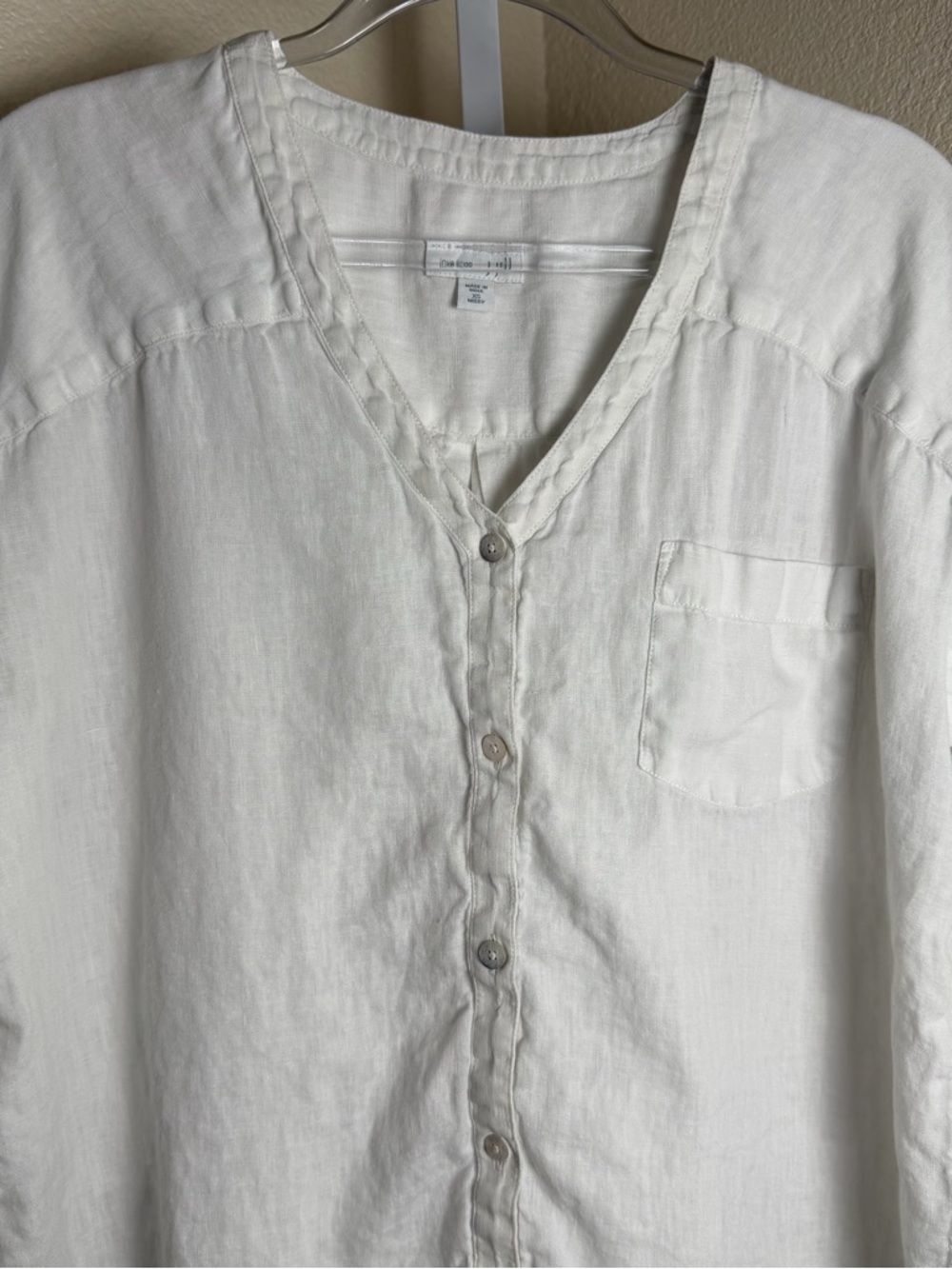 Love Linen J. Jill Button Front Blouse XS Natural Fibers Sustainable Lagenlook - Picture 3 of 10